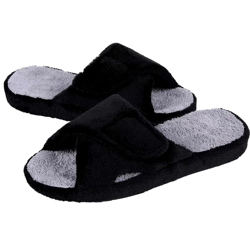Fuzzy House Slippers for Women New Terry Cloth Arch Support Cotton Slippers Four Seasons Open Toe Indoor Flat Slippers